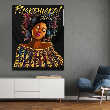 Africa hot sale wall decorative portrait Fashionable black woman beautiful hair frameless canvas oil painting wall painting