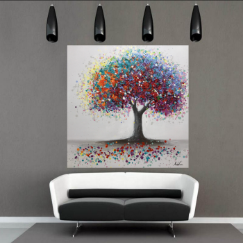 Hot sale colorful tree picture abstract oil painting, art handmade oil painting for Living Room