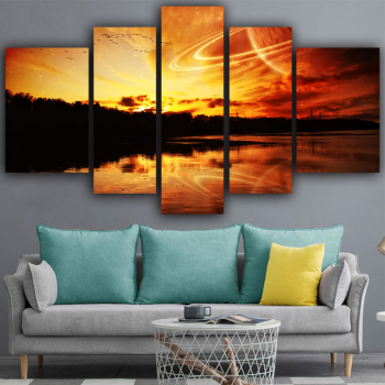 Modern Canvas 5 Panel Hot Scenery in the setting sun Broad mood Wall Art Poster HD Print Painting Pictures