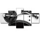 Modern Frameless Black And White Metal Mechanical Disc Music Instrument Canvas Wall Art 5 Combination Painting Home Decor Oil