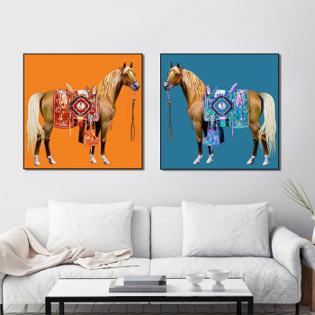 Modern Frameless Galloping Horse Chinese Style Printing Wall Art Home Decoration 2 Living Room Painting