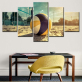 modern 5 panels printed canvas art work football pictures wall decor pictures