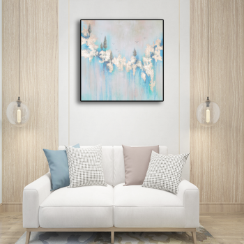 Blaue abstrakte Malerei 3D-Malerei Leinwand Wandkunst Ölgemälde Wandbilder Handgemalte Wandkunst für Wohnzimmer