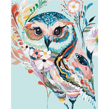 Индивидуальный дизайн Homfun Kids Canvas Wall Art Animal Canvas Painting Set Rainbow Owl DIY Paint by Numbers for Adults