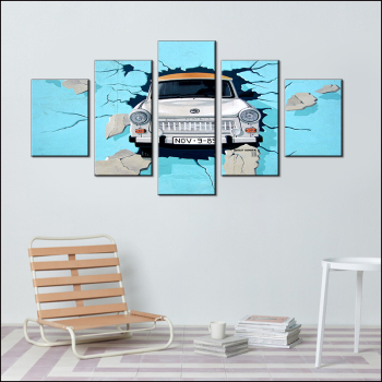 5 ensembles de décoration d'affiche de peinture à l'huile d'impression d'art de voiture de bande dessinée