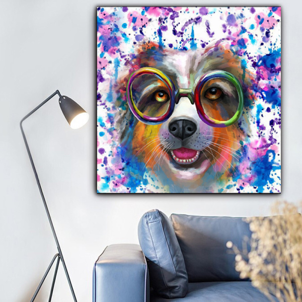 Hot selling popular wholesale custom color puppy picture print original product oil painting