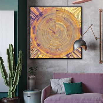 Póster abstracto de Color metálico caótico de vórtice Circular para decoración del hogar, arte de pared de salón, lienzo de chorro de tinta, pintura al óleo