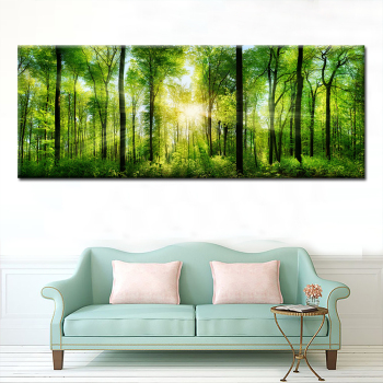 Frühling der Sonnenschein Wald Landschaftsmalerei Leinwanddruck grün Waldbilder Ölgemälde Kunst Home & Kitchen