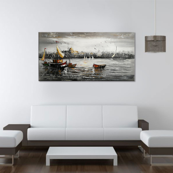 handmade painting Thick texture sailings on sea