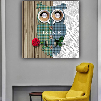 Best wholesale wall art custom design abstract owl photo picture canvas print original product painting