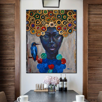 La reina negra Madden decoración perfecta para el hogar retrato pintura al óleo abstracta decoración de pared pintura en aerosol