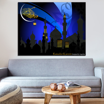 Muslimische Giclée-Drucke Islamische Wandkunst Mandara Leinwandmalerei Benutzerdefinierte Moschee Ölgemälde für Wohnzimmer Wanddekoration