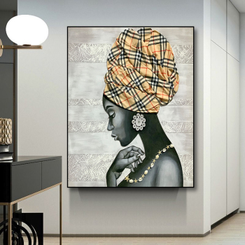 Home decoration hotel abstract black woman portrait painting unframed, handpainted acrylic color art oil painting