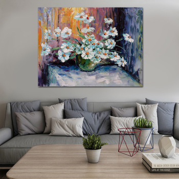 oil painting abstract art acrylic paintings flowers with vase wall decor pictures for living room hall decoration painting