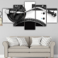 Modern Frameless Black And White Metal Mechanical Disc Music Instrument Canvas Wall Art 5 Combination Painting Home Decor Oil