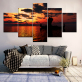 Super quality designs sunset and sailing boat painting art printing canvas decorative painting