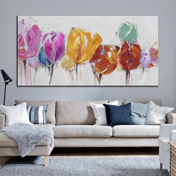 Oil Painting on Canvas Handmade Art Hand Painted Acrylic Canvas Colorful flower Wall Art Home Decor Office Decor No Framed