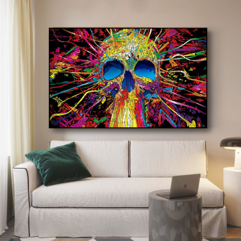 Modern Graffiti Giclees Prints Skeleton Canvas Painting Skull Wall Art Custom Framed Portrait Oil Painting Poster for home Dec