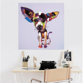 Cute puppy lovely animal wall art picture pop art hand painting on canvas for kids boy's room