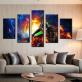5 panels print superman art canvas paintings Modern cool fighting oil painting Home decor
