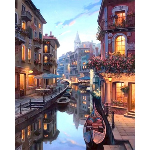 Custom designs DIY painting seaside village house paint by number kit handmade oil painting on canvas