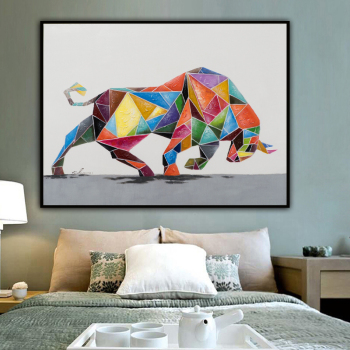 Skills Artist Hand-painted High Quality Abstract Animal Bull Oil Painting on Canvas Handmade Abstract Strong Bull Oil Painting