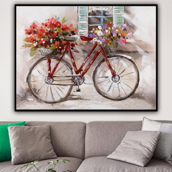 100% fait main Texture peinture à l'huile un vélo plein de pictur Art abstrait photos murales pour salon maison bureau décoration