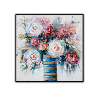 handmade oil painting  Thick texture Abstract A vase full of flowers home decor  Wall Decoration