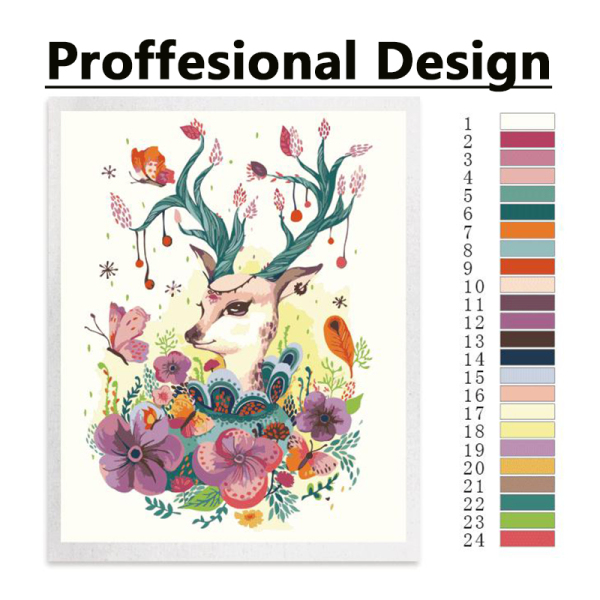 custom design Homfun Kids Canvas Wall Art canvas Painting Set DIY paint by numbers for adults With Frame