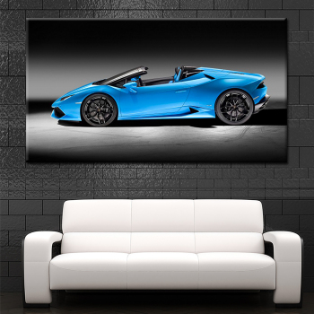 Pintura azul de la lona del arte de la pared del coche de los deportes del solo panel sin marco para la decoración del dormitorio