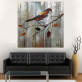 Hot selling handmade picture oil painting hummingbirds theme floral canvas painting custom printing