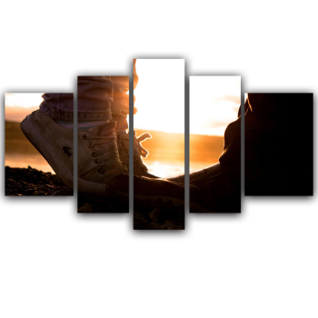 Custom home decoration the setting sun beautiful living room picture prints 5 panel wall art canvas painting Custom home decoration the setting sun beautiful living room picture prints 5 panel wall art canvas painting