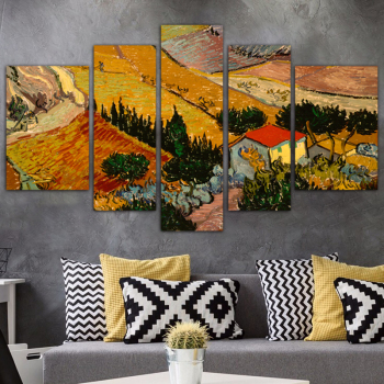 Canvas 5 Panel Hot Farmland and idyllic scenery Wall Art Poster HD Print OTHER Paintings