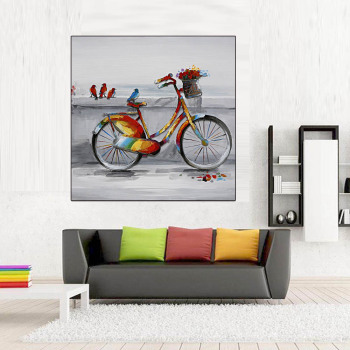 2018 pintura abstracta moderna más nueva lienzo hecho a mano de pintura al óleo de arte de pared de bicicleta