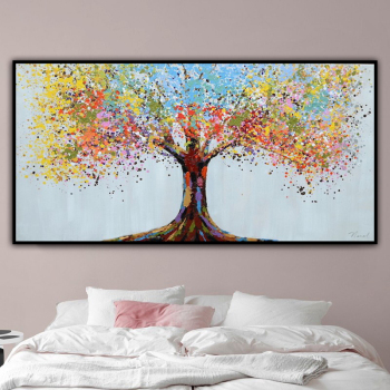 handmade painting Thick texture A colorful tree for room decoration