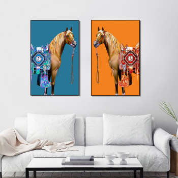 Modern Frameless Galloping Horse Chinese Style Printing Wall Art Home Decoration 2 Living Room Painting