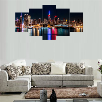 Modern 5 Frameless Canvas City Night Scene Picture Printing Art Home Decoration 5 Living Room Picture