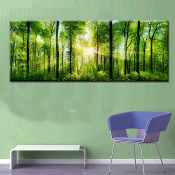 Printemps le soleil forêt paysage peinture toile impression vert forêt photos peintures à l'huile art maison et cuisine