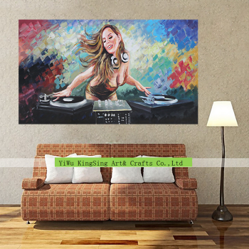Customized accepted playing music girl new handmade oil painting for hotel home decor
