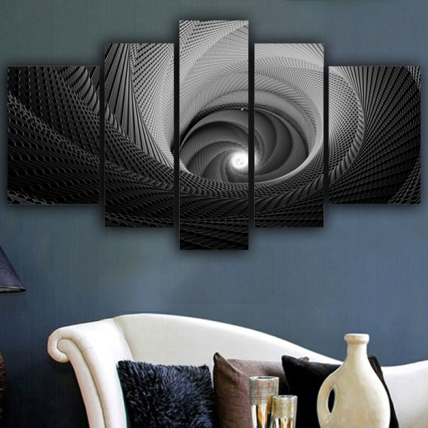 Custom picture black color art oil painting abstract print five piece oil painting modern wall decoration painting