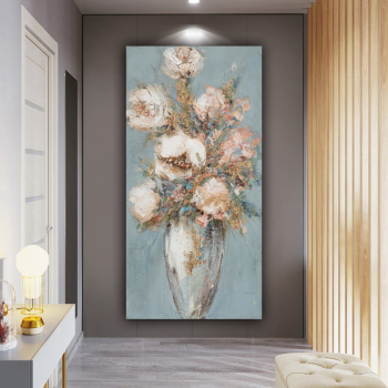Handmade Texture Oil Painting Flowers in vase Abstract Art Wall Pictures for Home Office Decoration