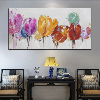 Oil Painting on Canvas Handmade Art Hand Painted Acrylic Canvas Colorful flower Wall Art Home Decor Office Decor No Framed