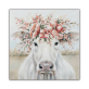 Wall Art Canvas Animal Picture horse with flowers oil Painting For Living Room Home Decor No Frame