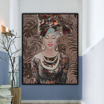Wholesale personality vivid figure decorative painting, women with close eyes on ethnic minority dress portrait art oil painting