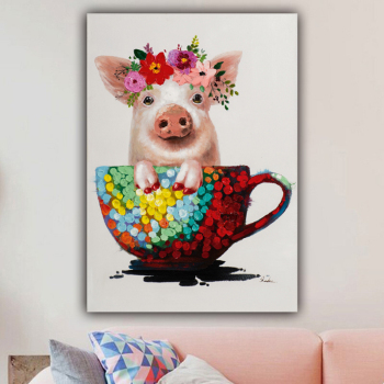 Handmade Oil Paintings 3D Colourful Abstract Panting Animal Canvas Wall Art For Home Decor