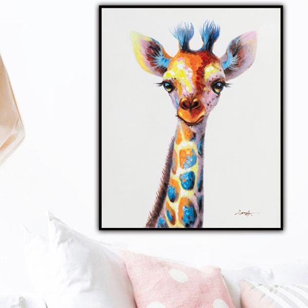 Handmade deer Pictures Canvas Wall Art Framed Artwork Animal Oil Painting On Canvas for Bedroom