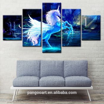 HOT SALE 5 pieces Fashion Wall Art Painting Dreamy Unicorn For Living Room or Bed Room (No frame)