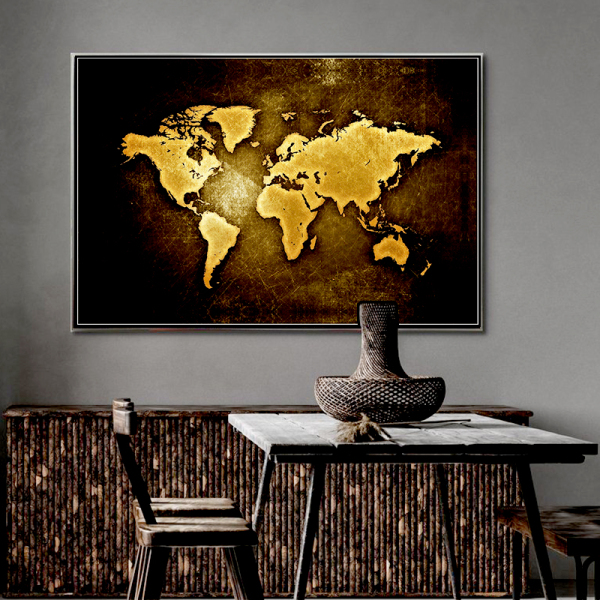 Custom order wholesale wall art geographical map bedroom wall decoration canvas printing painting