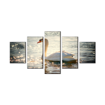 5 pièces affiche de paysage marin imprimer White Swan peinture sur toile pour la décoration de Noël de salon