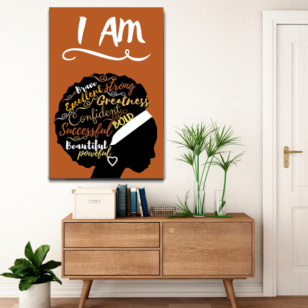 Africa person portrait picture frameless  painting, Black woman image canvas wall decoratives painting